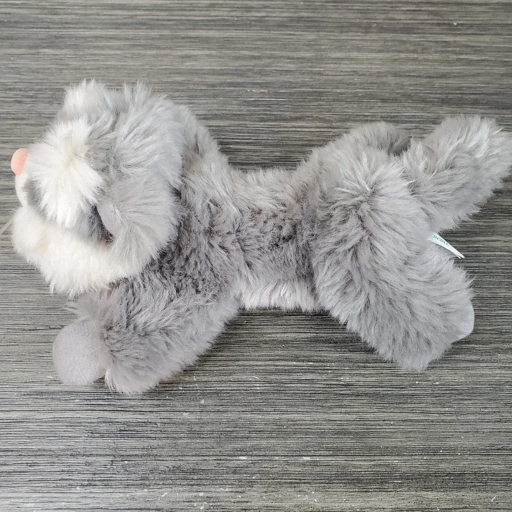Vtg. TRENDMASTERS Kitty Cat GRAY WHITE With Eyelids Plush Beanbag Beans 1998 7